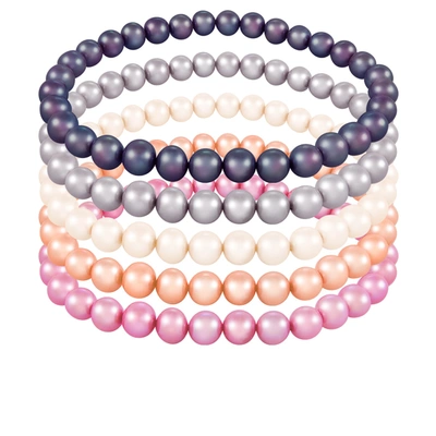 Splendid Pearls Set Of 5 Elastic Freshwater Pearl 6-7mm Bracelets In Multi