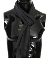 Dolce & Gabbana Gray 100% Wool Striped Pattern Wrap Scarf In Grey