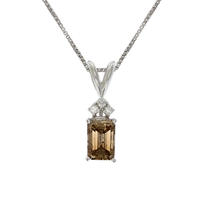 Vir Jewels 1.25 Cttw Emerald Shape Champagne Diamond Solitaire Pendant 14k White Gold Chain