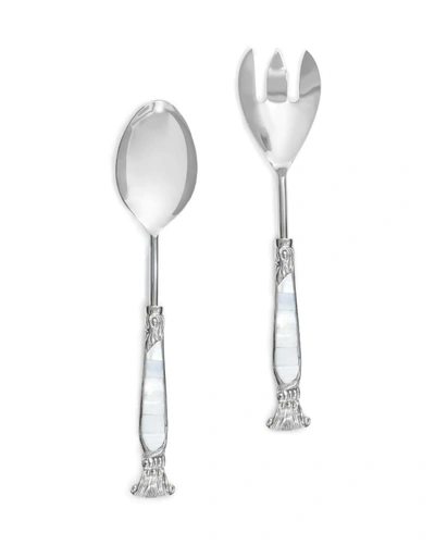 Tiramisu Pearlized Salad Server Set In White