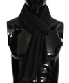 Dolce & Gabbana Brown Virgin Wool Striped Pattern Wrap Scarf In Black