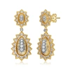 Rachel Glauber Rhodium And 14k Gold Plated Cubic Zirconia Drop Earrings In Gold