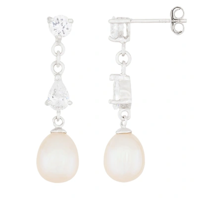 Splendid Pearls Sterling Silver 7.5-8mm Freshwater Pearl Earrings In White