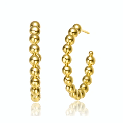 Rachel Glauber 14k Gold Plated Bead Open Hoop Earrings In Gold-tone