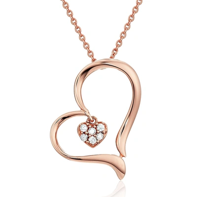 Vir Jewels 1/20 Cttw Diamond Heart Pendant Necklace 14k Rose Gold With 18 Inch Chain In Pink