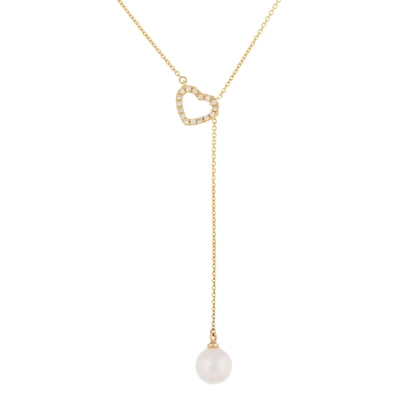 Splendid Pearls 14k Yellow Gold Fancy Pearl Lariat Necklace In White
