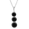 Pompeii3 2 1/2ct Three Stone Real Diamond Pendant 14k White Gold In Black