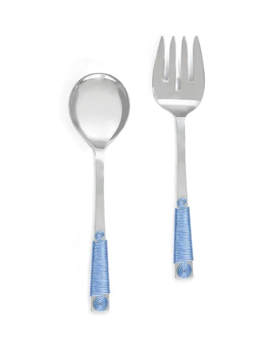 Tiramisu Sapphire Blue Wrapped Salad Server Set