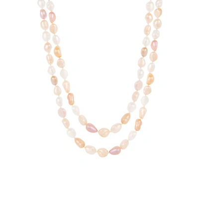 Splendid Pearls Endless 64" Multicolor Baroque Shaped Pearl Necklace