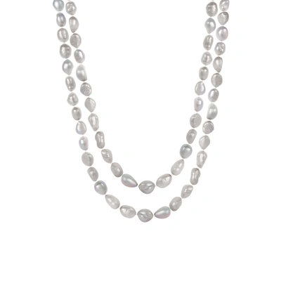 Splendid Pearls Endless 64" Multicolor Baroque Shaped Pearl Necklace In Grey