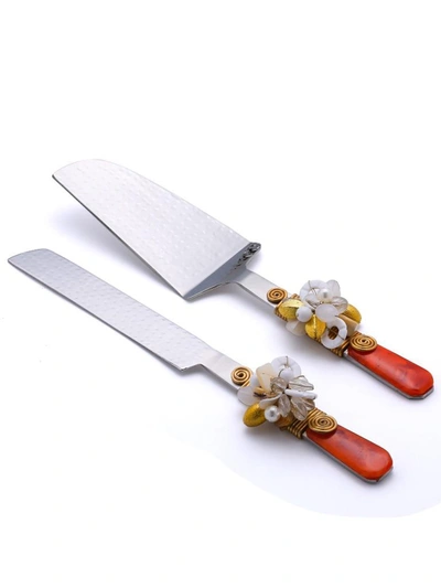 Tiramisu Embellished Cake Server Set In Red