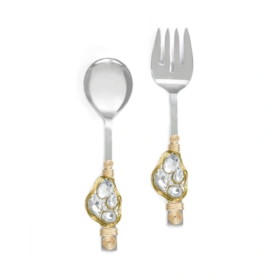 Tiramisu Cumulus Crystal Salad Server Set In Gold