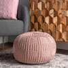 Nuloom Berlin Casual Knitted Filled Ottoman Pouf In Pink