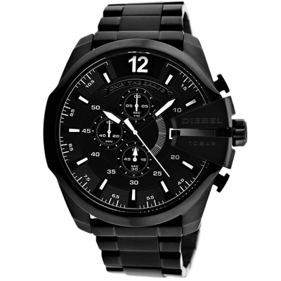 Diesel Men's Chronograph Black Ion-plated Stainless Steel Bracelet Watch 51mm Dz4283 In Nero