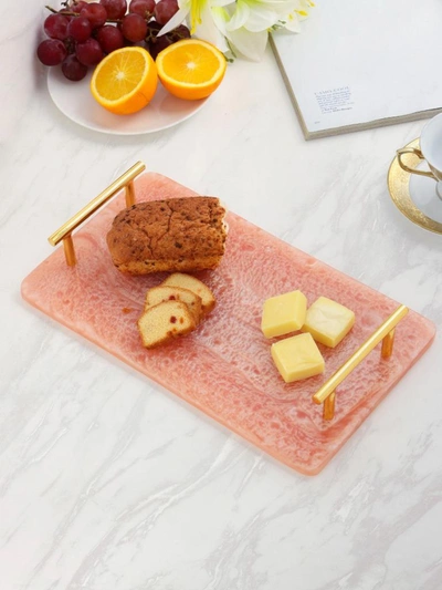 Tiramisu Pink Resin Serving Board With Handles