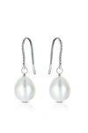 GENEVIVE GENEVIVE Sterling Silver White Pearl Drop Earrings