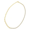 Adornia Half Tennis Necklace And Paper Clip Chain In Yellow