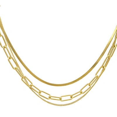 Adornia Paper Clip, Snake Chain And Curb Chain Neckalce Gold In Yellow