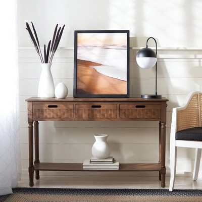 Safavieh Couture Landers 3 Drawer Console In Brown