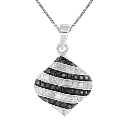Vir Jewels 0.90 Cttw Black And White Diamond Pendant .925 Sterling Silver And 18 Inch Chain In Grey