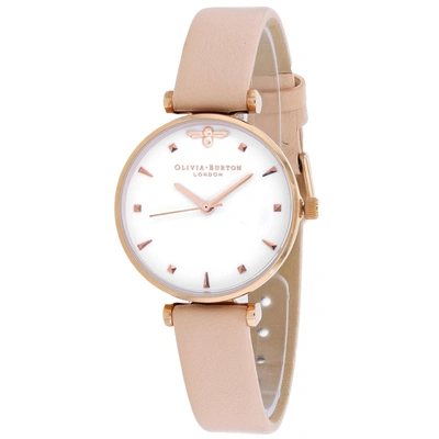 Olivia Burton Queen Bee White Dial Ladies Watch Ob16am95 In Gold / Gold Tone / Nude / Peach / Rose / Rose Gold / Rose Gold Tone / White