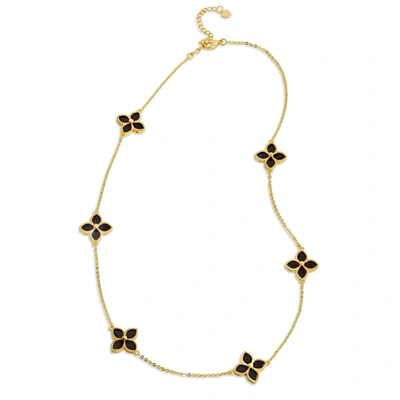 SAVVY CIE JEWELS 18K GOLD VERMEIL GREEB AGATE FLOWER CHOKER