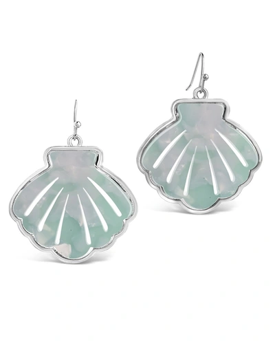 Sterling Forever Resin Shell Dangle Earrings In Green