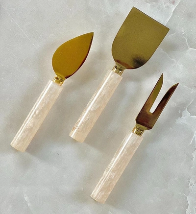 Tiramisu Ivory Resin & Steel Cheese Tools In White