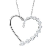 POMPEII3 10K WHITE GOLD 1/3CT TW GRADUATED DIAMOND HEART PENDANT NECKLACE