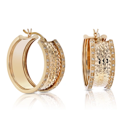 Vir Jewels 1/4 Cttw Diamond Hoop Earrings Rose Gold Plated Over .925 Silver 1 Inch Design