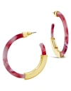 Sterling Forever Acetate Resin Bar 50mm Hoop Earrings In Red