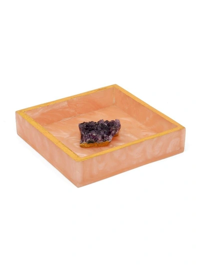 Tiramisu Pink Resin Napkin Holder With Amethyst Druzy
