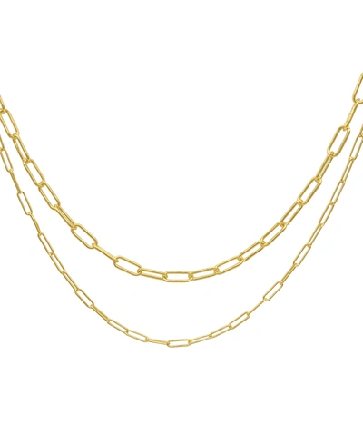 ADORNIA 3MM AND 4MM PAPER CLIP CHAIN SET GOLD
