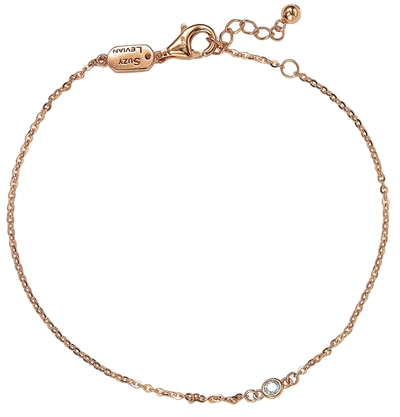 Suzy Levian 1/7 Ct Tdw 14k Rose Gold Diamond Solitaire Bracelet In Pink