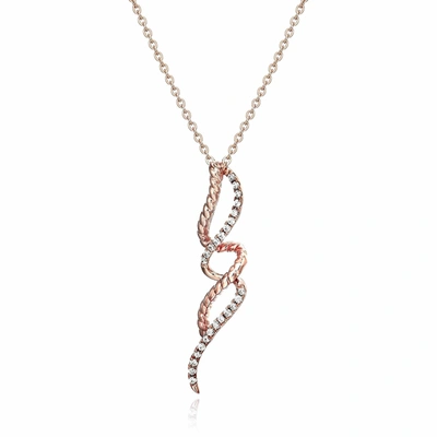 Vir Jewels 1/10 Cttw Diamond Swirl Pendant Necklace 14k White And Rose Gold With Chain In Pink