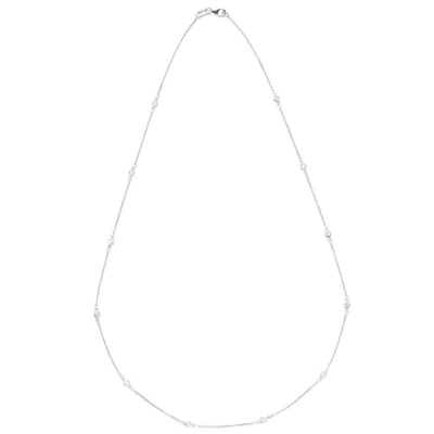 Suzy Levian 14k Gold 1/3ct Tdw Bezel Diamond Station Necklace In White