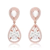 GENEVIVE GENEVIVE Sterling Silver Rose Gold Plated Howlite Cubic Zirconia Halo Drop Earrings