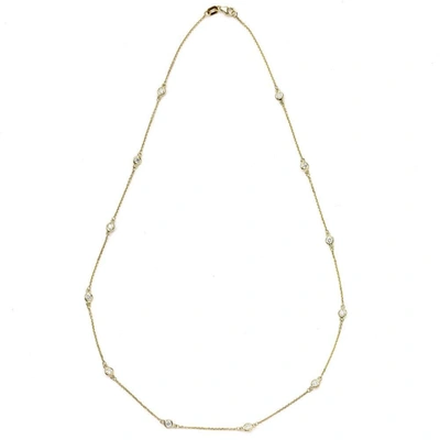 Suzy Levian 2/5 Ct Tdw 14k White Gold Bezel Diamonds By The Yard Station Necklace In Yellow