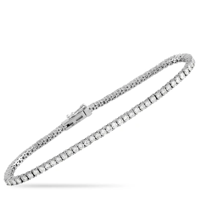 Non Branded Lb Exclusive 14k White Gold 3.14 Ct Diamond Tennis Bracelet In Silver