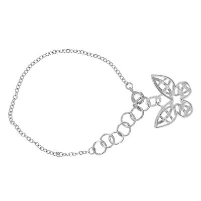 Vir Jewels 1/20 Cttw Diamond Charm Bracelet Brass With Rhodium Plating Butterfly Design In Silver