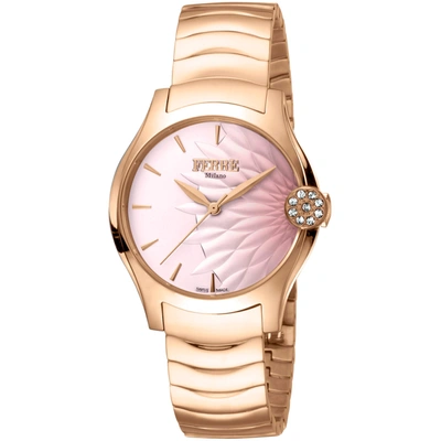 Ferre Milano Classic Quartz Pink Dial Ladies Watch Fm1l121m0081 In Gold Tone / Pink / Rose / Rose Gold Tone