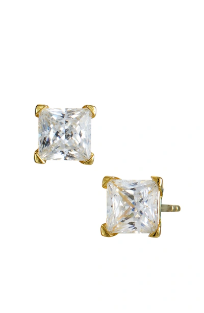 Savvy Cie Jewels 14k Gold Plated Sterling Silver Cz Stud Earrings In Yellow