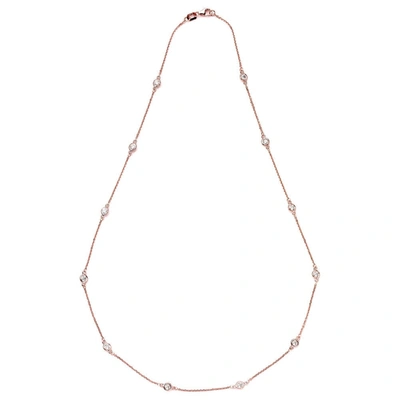 Suzy Levian 1.30 Ct Tdw 14k Yellow Gold Bezel Diamonds By The Yard Station Necklace In Pink