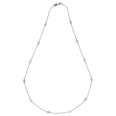 Suzy Levian 1.30 Ct Tdw 14k Yellow Gold Bezel Diamonds By The Yard Station Necklace In White