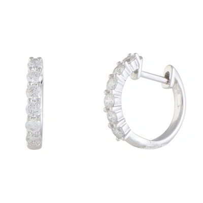 Non Branded Lb Exclusive 14k White Gold 0.75 Ct Diamond Hoop Earrings