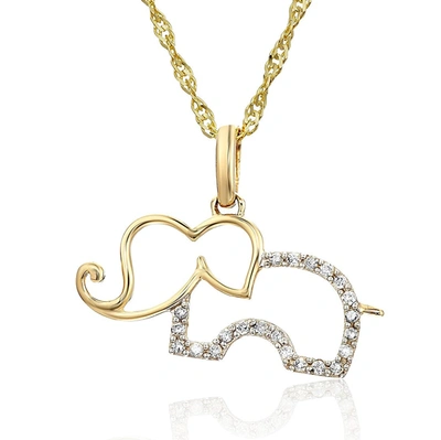 Vir Jewels 1/10 Cttw Diamond Elephant Pendant Necklace 14k Yellow Gold With 18 Inch Chain