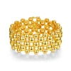 Rachel Glauber 14k Plated Wide Medallion Mesh Link Bracelet In Gold