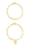 ADORNIA HEART PAPER CLIP CHAIN SET GOLD