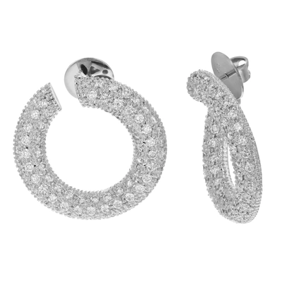 Vir Jewels 4 Cttw Si2-i1 Certified 160 Diamond Hoop Earrings 14k White Gold G-h Color 1 Inch In Grey