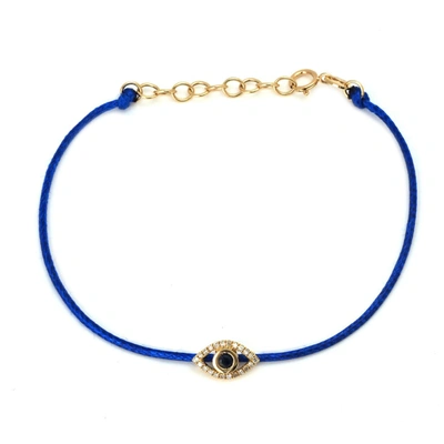Monary Sapphire And Dia. Eye Bracelet On Cord (14k) In Blue